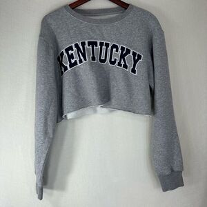 Kentucky Branded Spell Out Logo Cropped Pullover Sweatshirt Womens Small